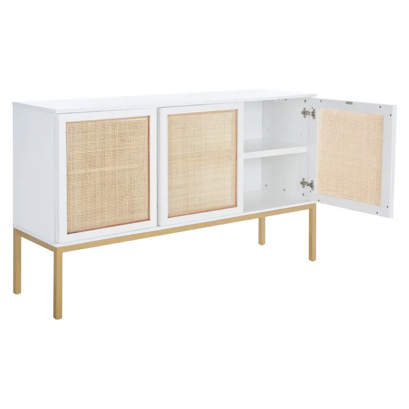 54' Wide Sideboard Buffet Table with Straw Weaving Sideboard Cupboard Living Room Furniture