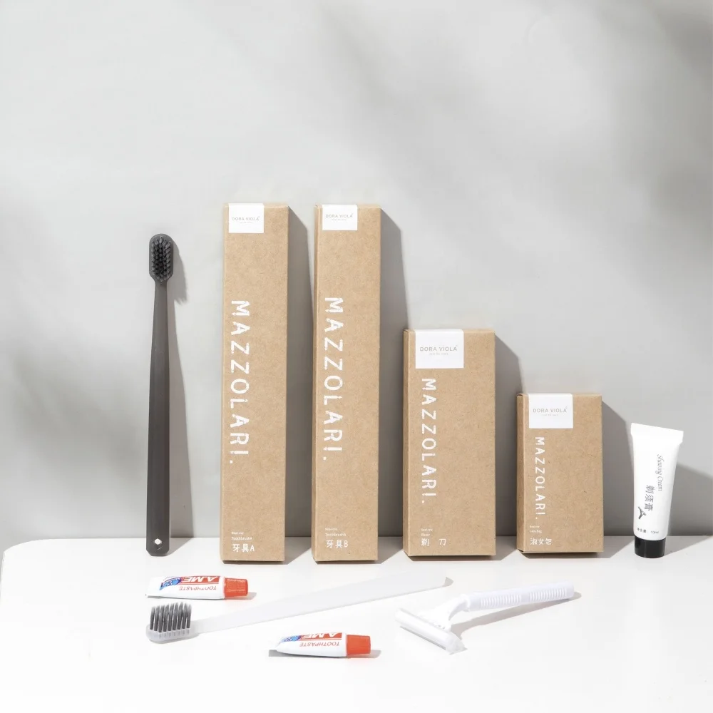 Custom Hotel Guest Disposable Toiletries Accessories Set Eco Paper Packing Amenity Kit For Hotel