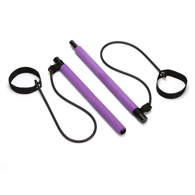 China Portable Yoga Exercise Pilates Stick with Resistance Band High Quality 2 Foot Loops Lightweight Trainer Pilates Bar