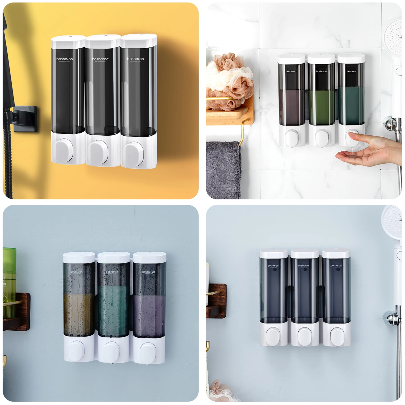 Wholesale factory China wall mounted soap dispenser luxury white plastic hand press manual shampoo conditioner soap dispenser