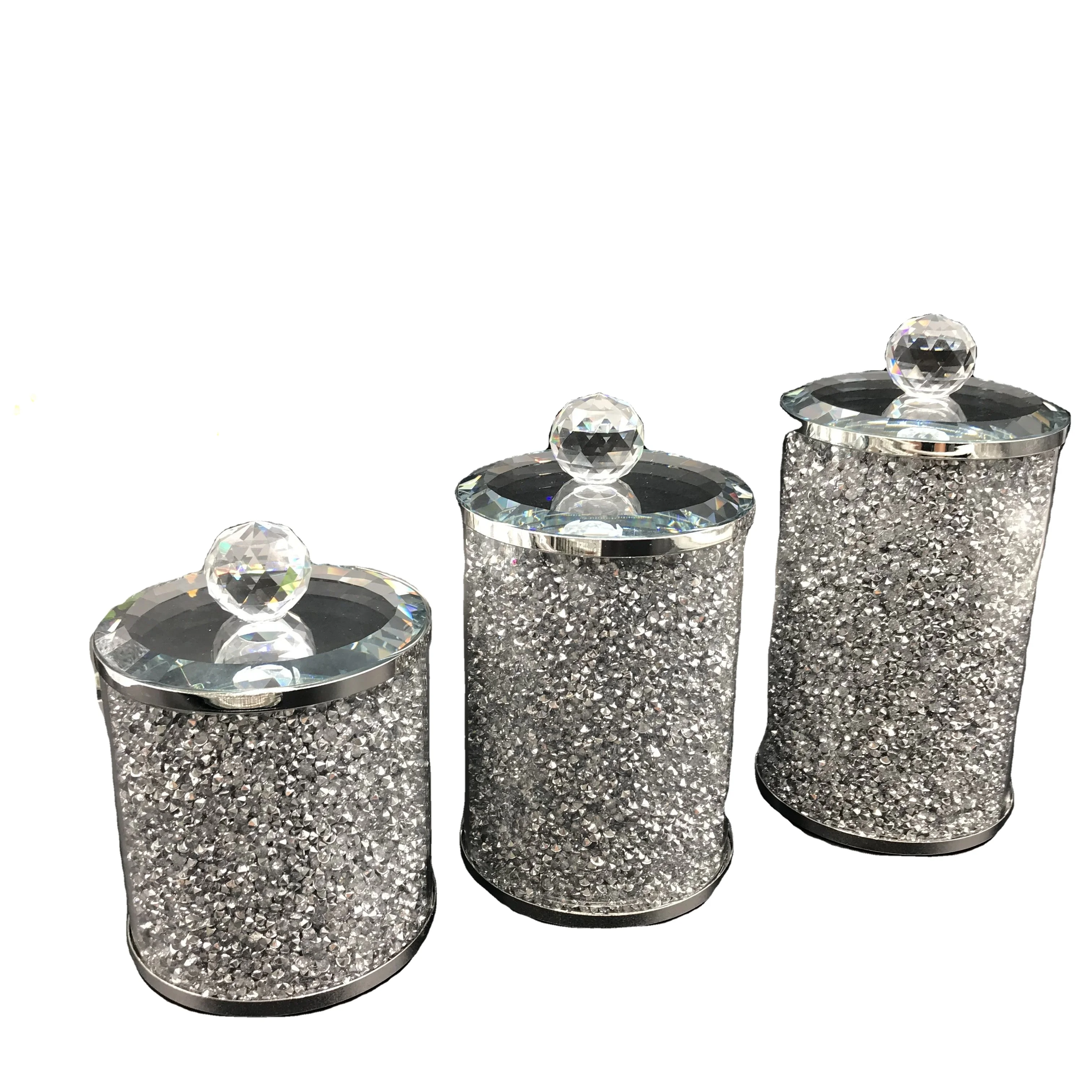 Оптовая продажа, уникальные наборы контейнеров для хранения еды из серебра с измельченными бриллиантами