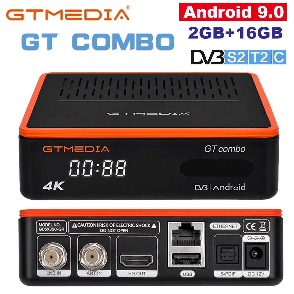  GTMedia GT комбинированные двойные-core 4K DVB-S2/T2/C ТВ приставка Android 9 0-цифра спутниковый телевизионный ресивер декодер с поддержкой Wi-Fi BT4.1 эмалированный около Голосовое