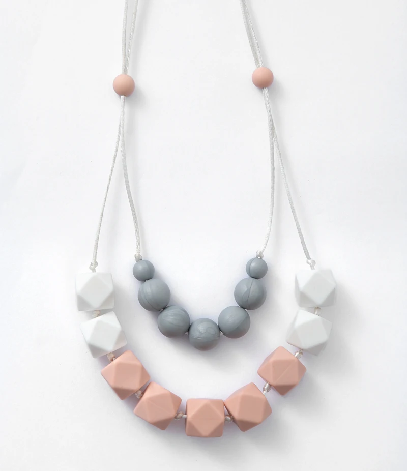 100% BPA Free Silicone Baby Teething Necklace Silicone Teether Pendant for Nursing