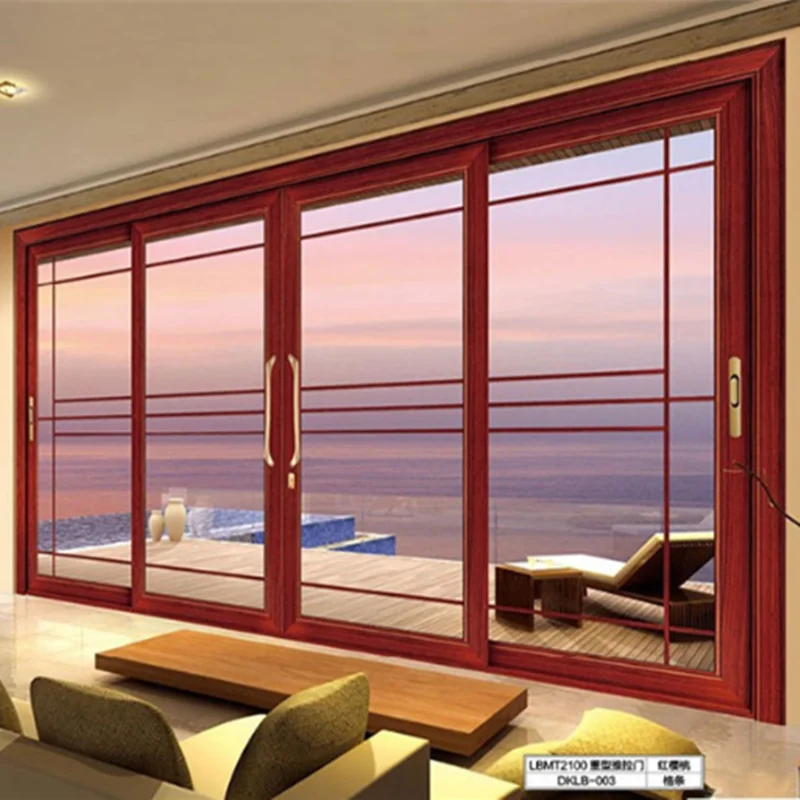 Aluminum Frame Noiseless Interior Patio Exterior Glass Aluminum Sliding Door