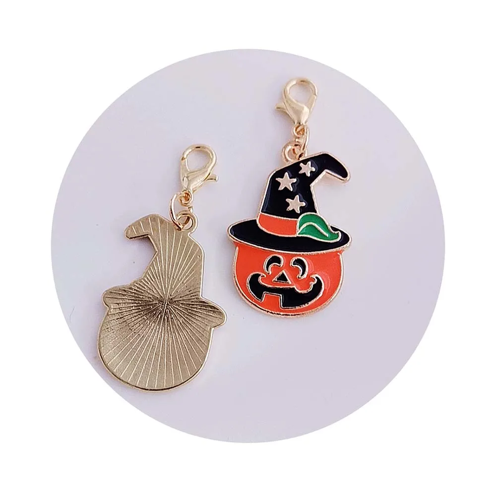 Bulk Halloween key chain cartoon pumpkin hat enamel charm DIY earring bag phone bracelet necklace pendant