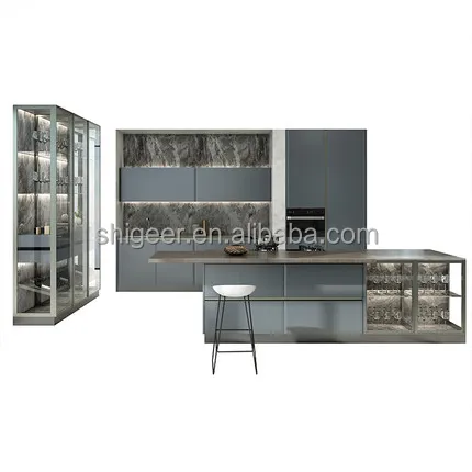 Monolithic Quartz stone Countertops Small Apartment Household Cabinets Customized Portable Kitchen Cabinet