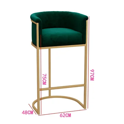 Modern factory hot selling high back gold frame metal counter bar stool, bar chair