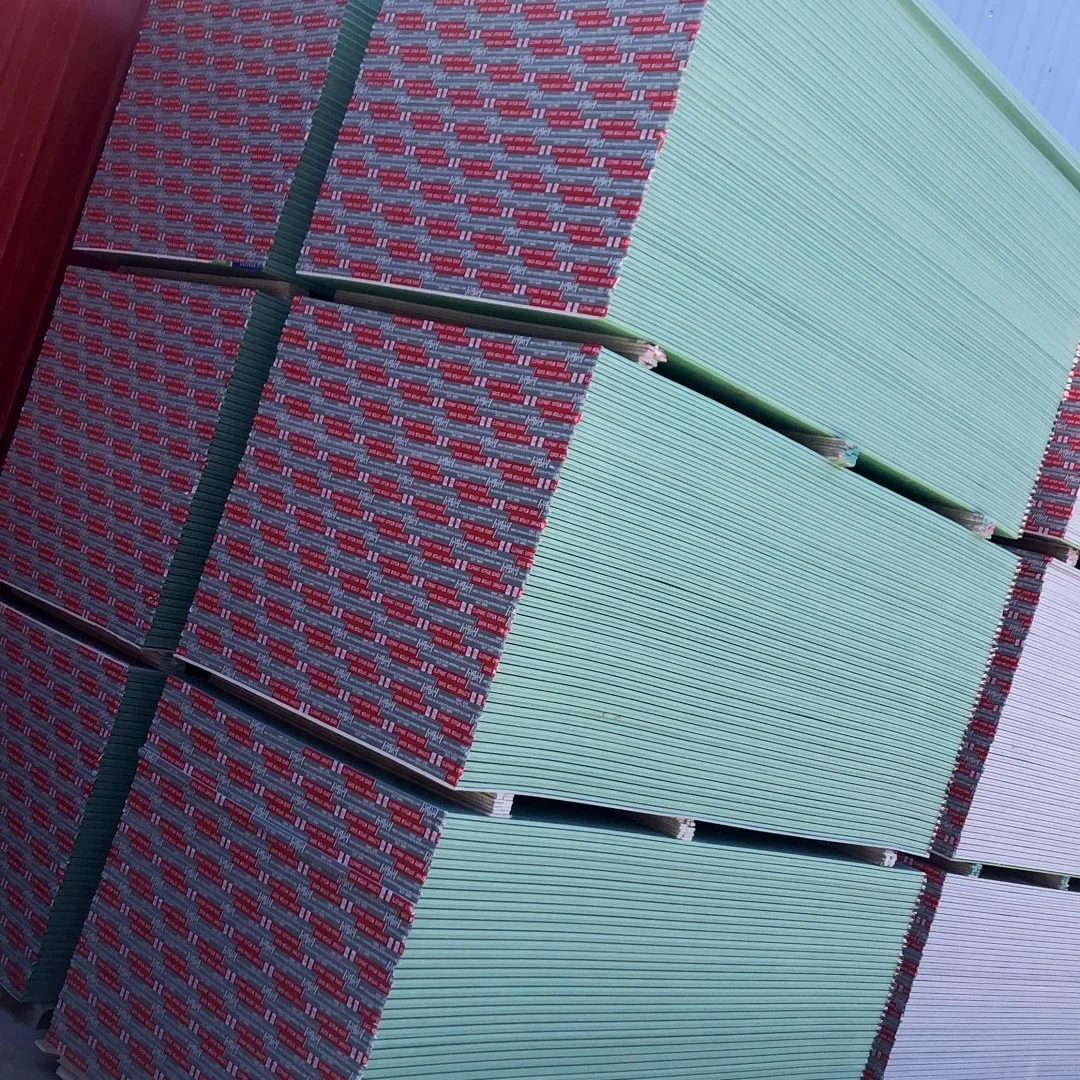 Moisture Resistant Plaster Gypsum Board in Green Color 1200*2400*12.5mm