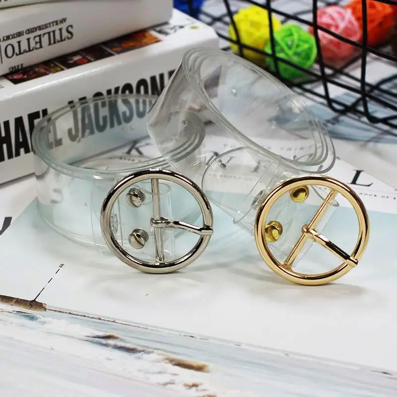 
Fashion versatile resin plastic full transparent belt circle buckle love buckle belt jeans student accessories 