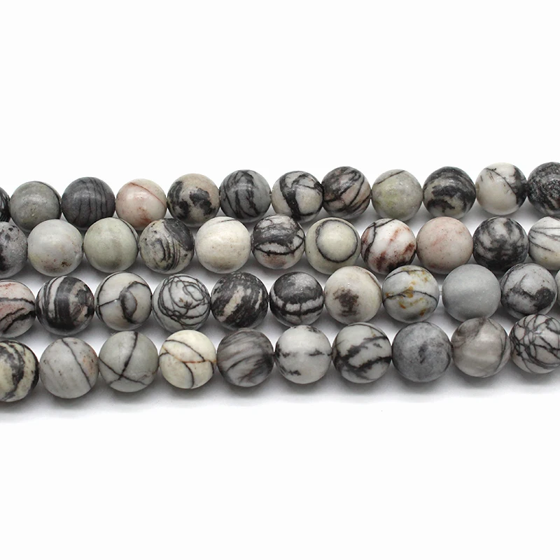 10mm round network jasper loose black color gemstone beads