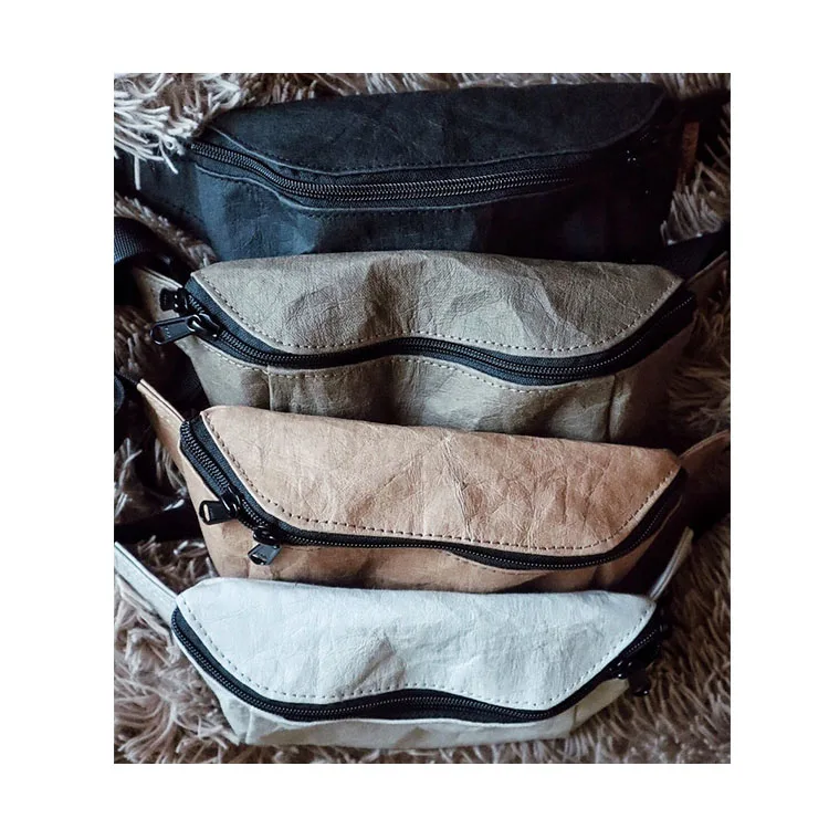 Экологичная переработанная моющаяся поясная сумка из крафт-бумаги для занятий спортом и бегом