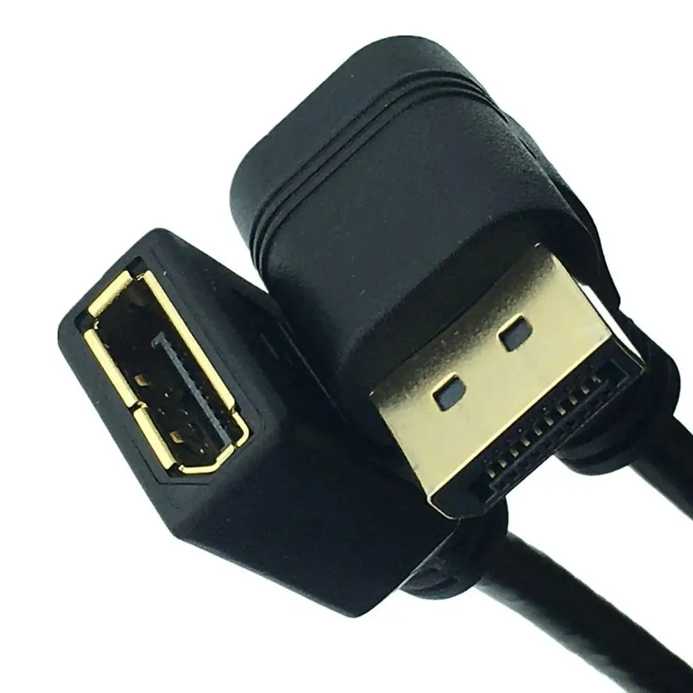 New Stock for Hot Selling 30cm 90 Degree Angled DisplayPort Male to Female Extension Adapter DP Cable Cord
