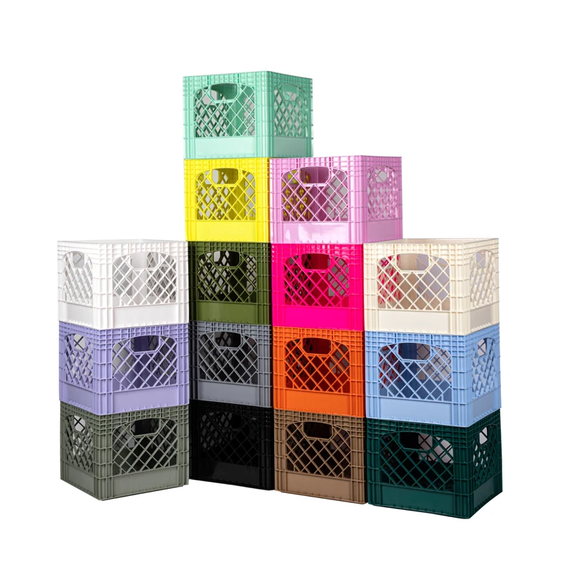 Quality Durable Square Plastic Dairy 16 Quart Milk Crate