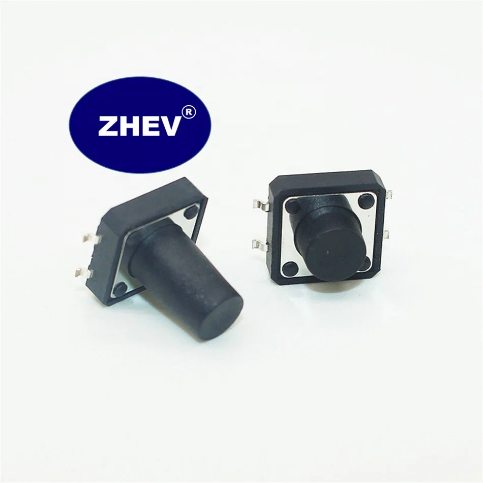 250GF SMD 12X12X9MM Tactile Switch With Reset Black Button Tact Reel Packing