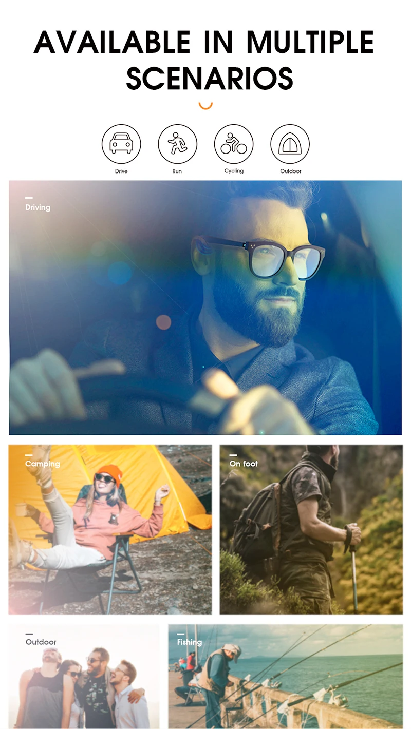 3D Glasses Bluetooth Glasses Polarized Smart Sunglasses Wireless Headset with Inbuilt Microphone New 2021 Games Stands Glasses