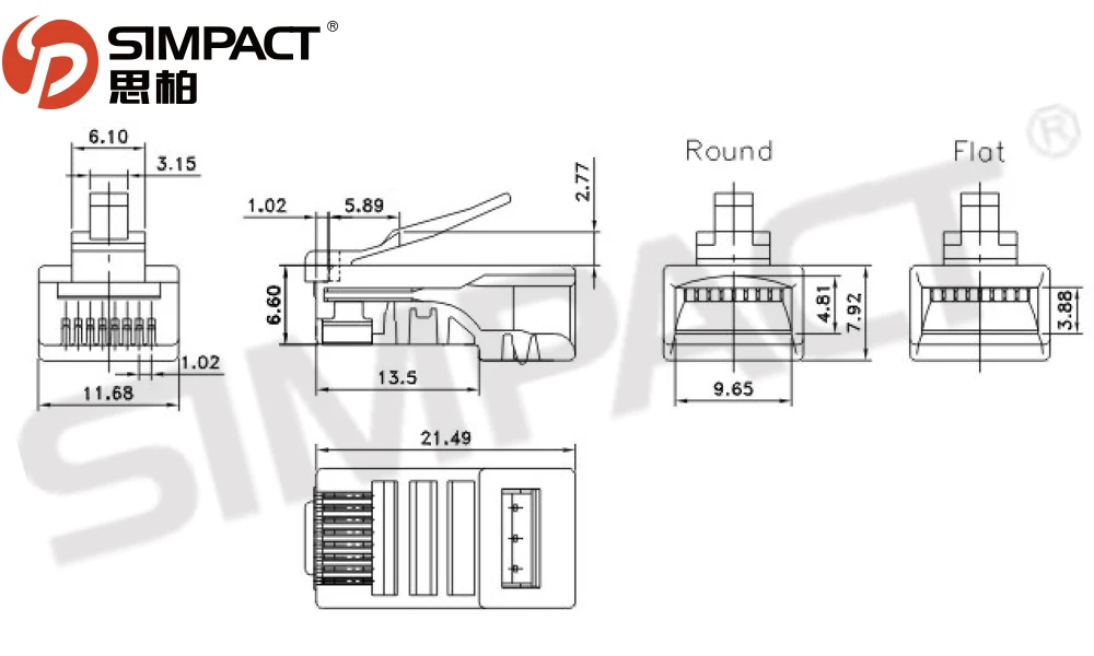simpact Ethernet Connector Rj45 8p8c Network Cable Connectors Outdoor Inline Lan Male Connector