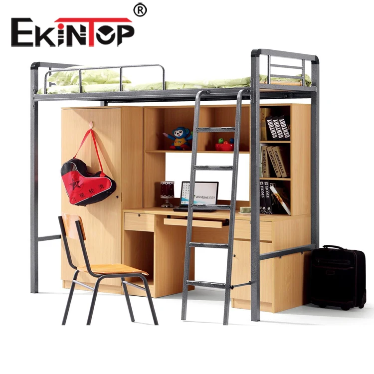 Новый дизайн популярная студенческая двухъярусная кровать Ekintop стол под Лофт деревянная с столом