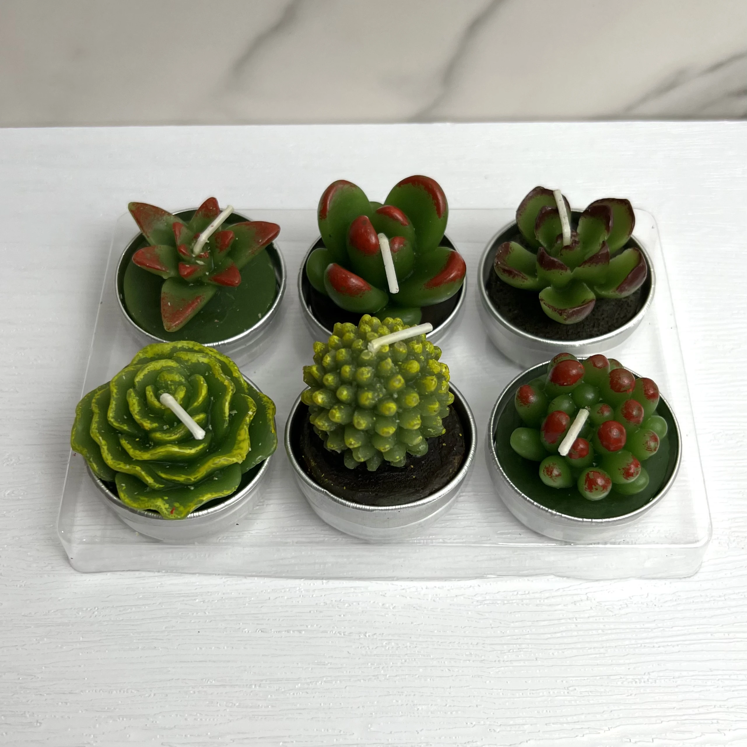 Home Decor Valentines Day Gift Multi-flavor Cute Smokeless Small Candles Kit Mini Scented Simulation Green Succulent Candle