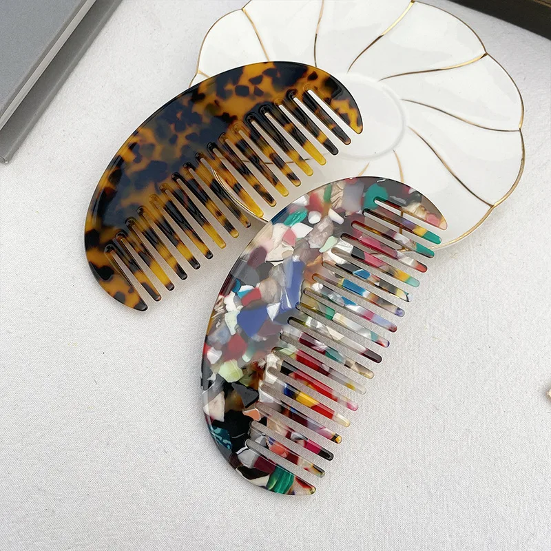 New Korea Anti-static Cute Girl Portable Wide Tooth Hair Styling Acetic Comb Tortoise Shell Hair Combs