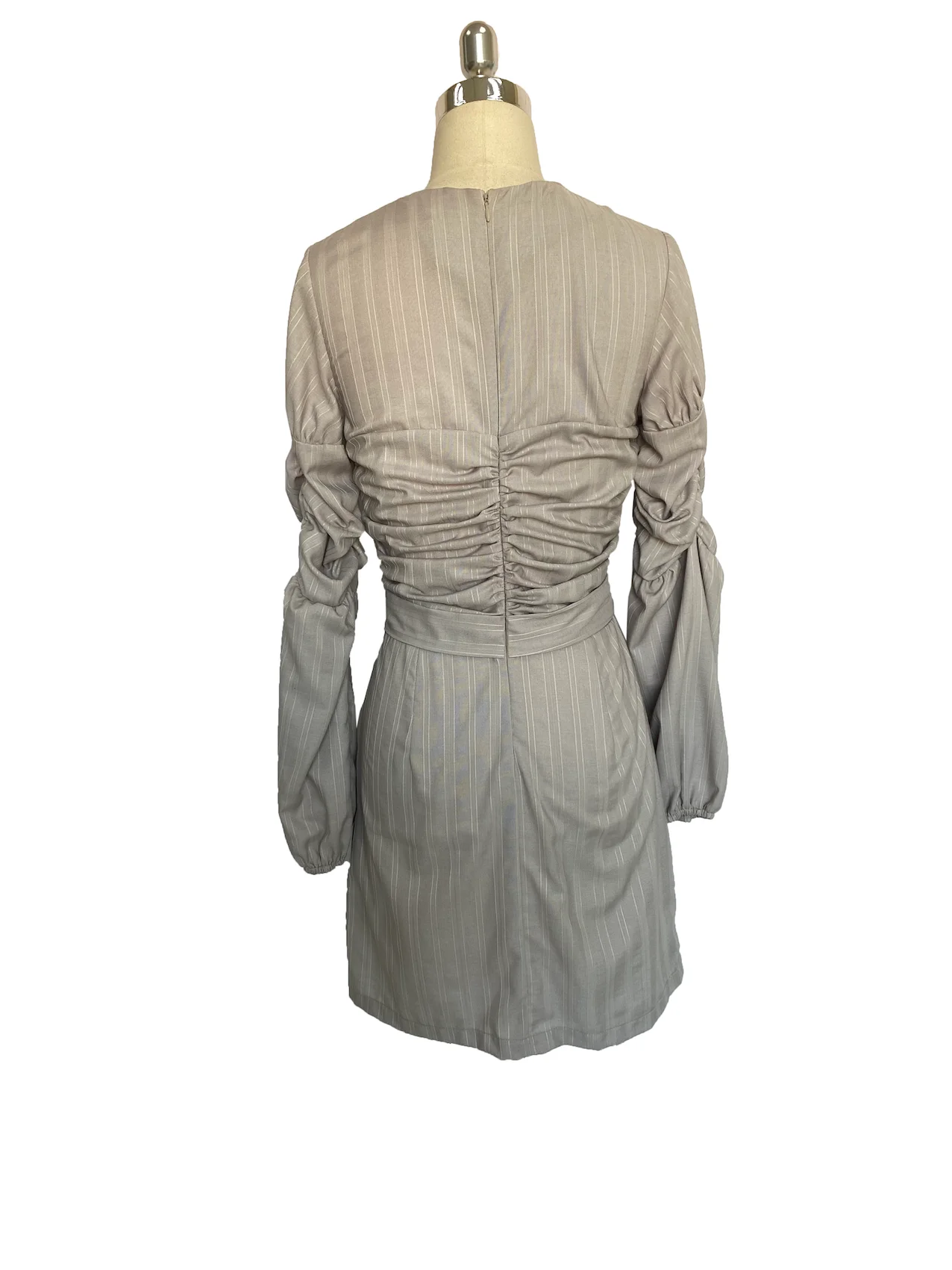 New early autumn fashion drape long sleeve belt belt evening dress women pleated gown dresses