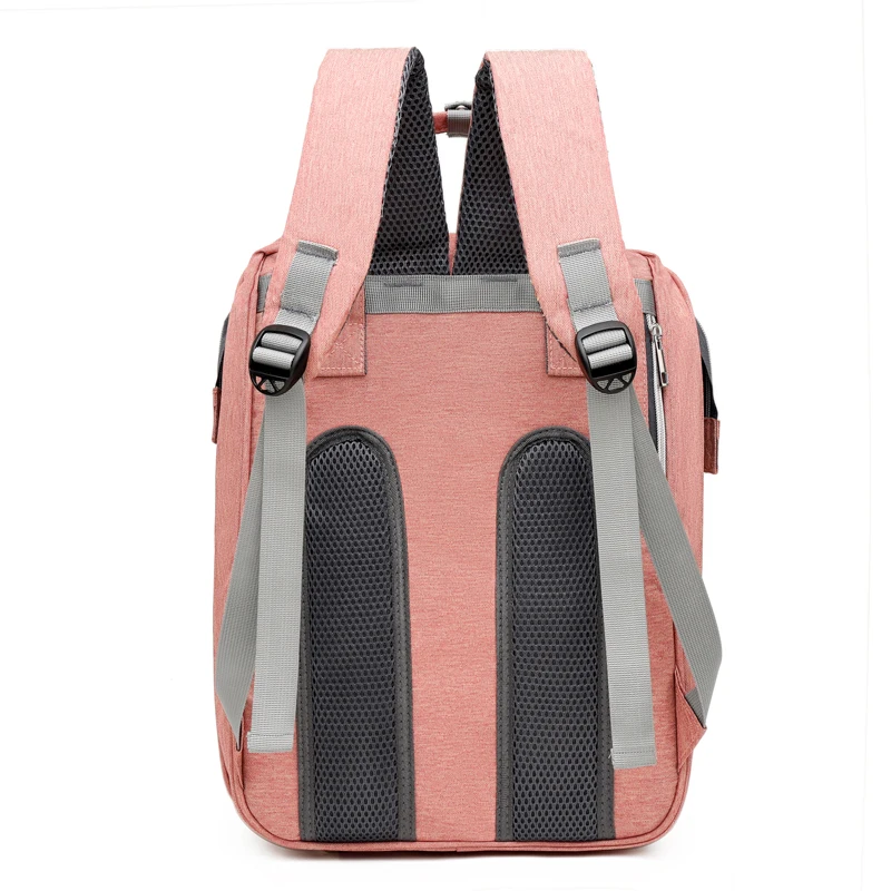 Multifunction Trendy Baby Diaper Bag Backpack with Foldable Crib Waterproof Travel Bassinet With Bed Shade Net USB Charging Port