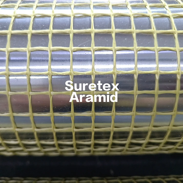 Yellow 1500D 4*4MM Plain Woven Aramid Fiber Mesh Fabric for Industrial Use