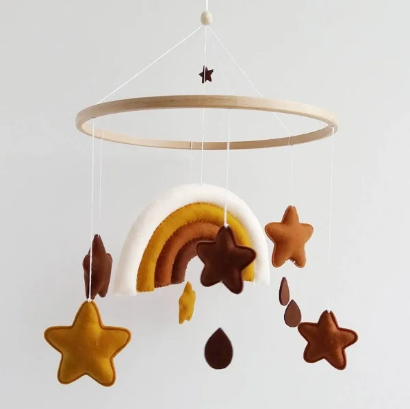 
online modern etsy nordic handmade nature rustic ceiling hanger boy girl toys felt crib mobile rainbow baby mobile 