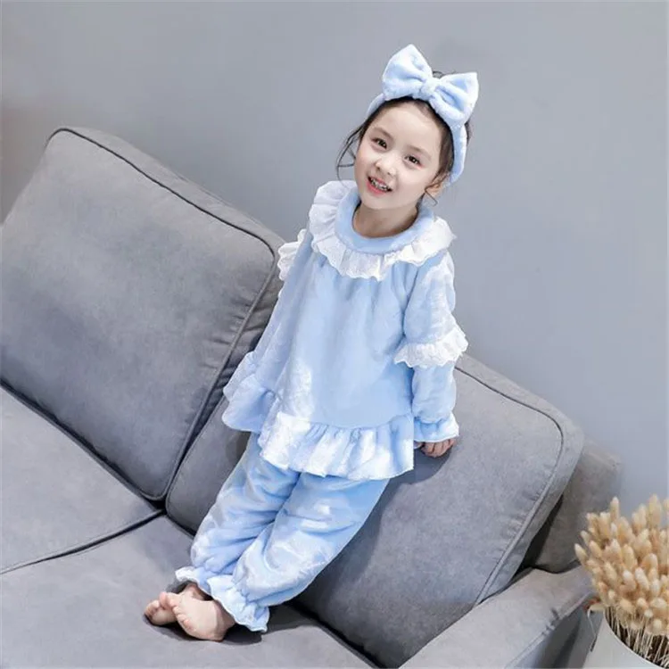 
Autumn Winter Clothes Sleepwear Pure Color Baby Kids Children Pajamas Set 