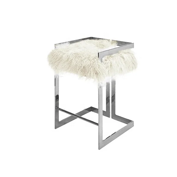 American white stainless steel titanium gold plated Mongolian wool bar chair