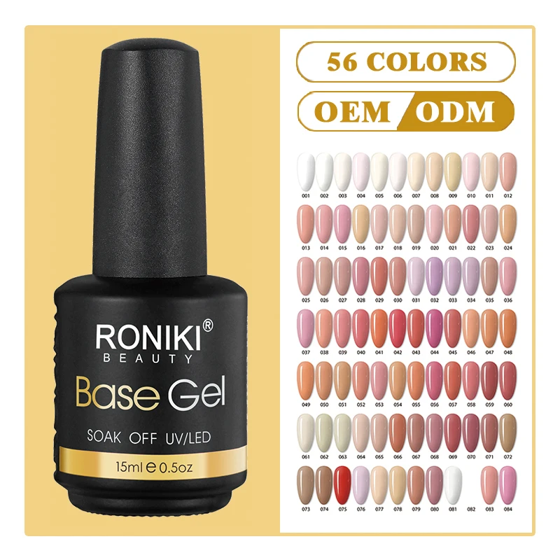 RONIKI Custom Logo Base Coat Private Label Rubber Base Gel Hema Free Gel Polish Wholesale Gel Base and Top Coat Nail Polish