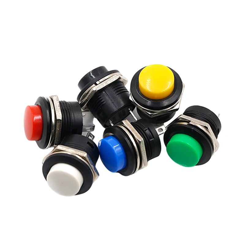 10pcs 16mm Momentary Push Button Switch OFF (ON)  Self-reset pushbutton switches 6A/125VAC 3A/250VAC Round Switch R13-507