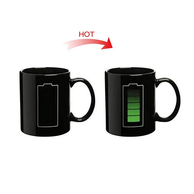 Wholesale 11oz Black Custom Cheap Color Changing Ceramic Heat Sensitive Magic Mug