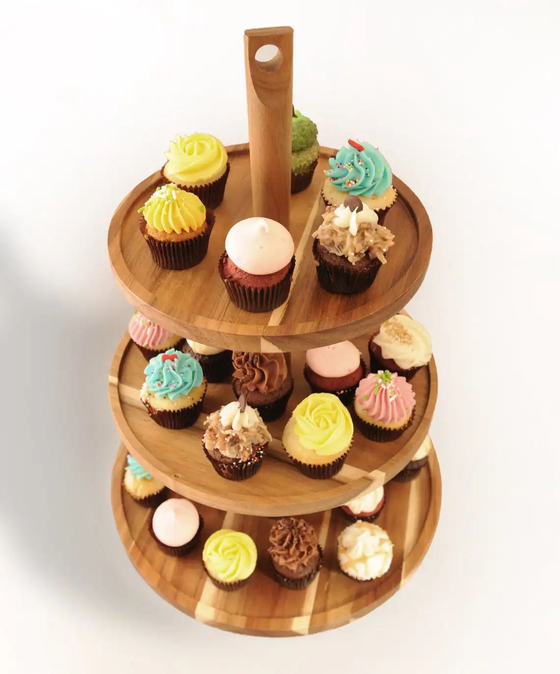3 Tier Cupcake Stand and Serving Tray for Donuts Desserts Tiered Holder Handmade Rustic Wood Wedding