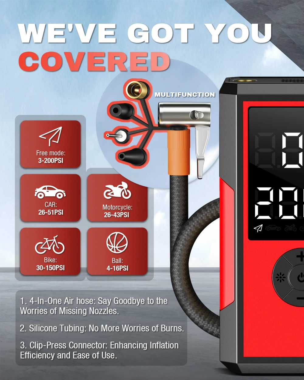 New Wireless Mini Car Tyre Electric Portable Air Pump Digital Car Air Compressor 12v Tires Inflators With Lcd Display