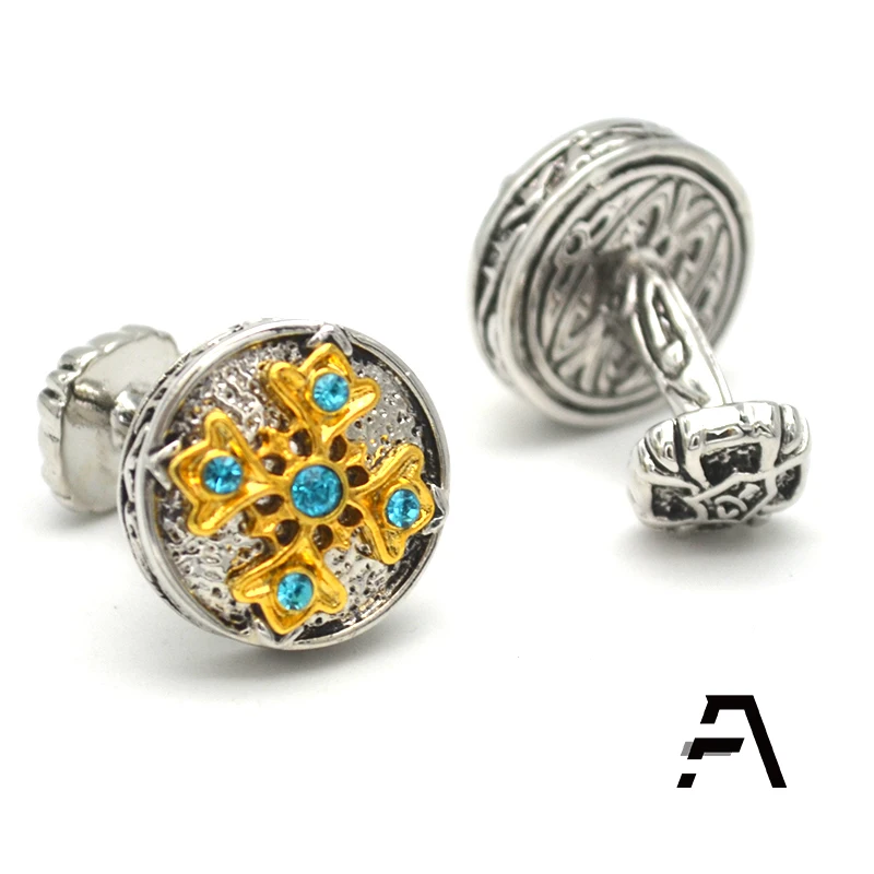 Luxury  Exquisite Vintage  decorative pattern rhinestones cufflinks