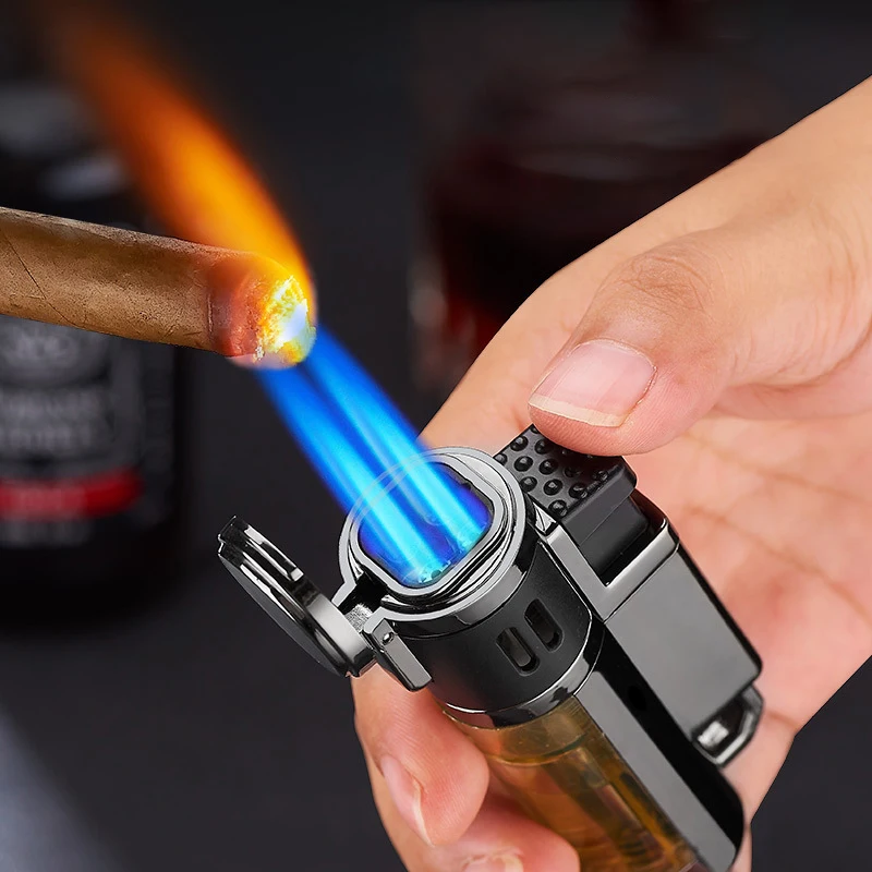 Cigar Gas Lighter Jet Butane Metal Windproof Lighter Cigarette Accessories