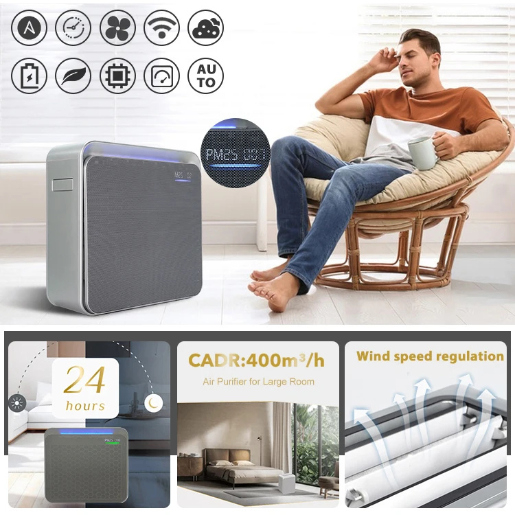 Modern Design Living Room Bedroom Portable Four In One Filter ESP Electrostatic Technology Air Cleaner