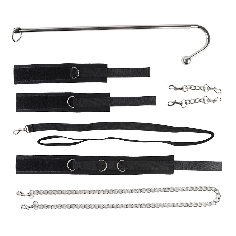 Bondage Gear Black Bondage Kit Plug Hook Adult Product Handcuffs Sex Toys For Women And Man Juguetes Sexuales