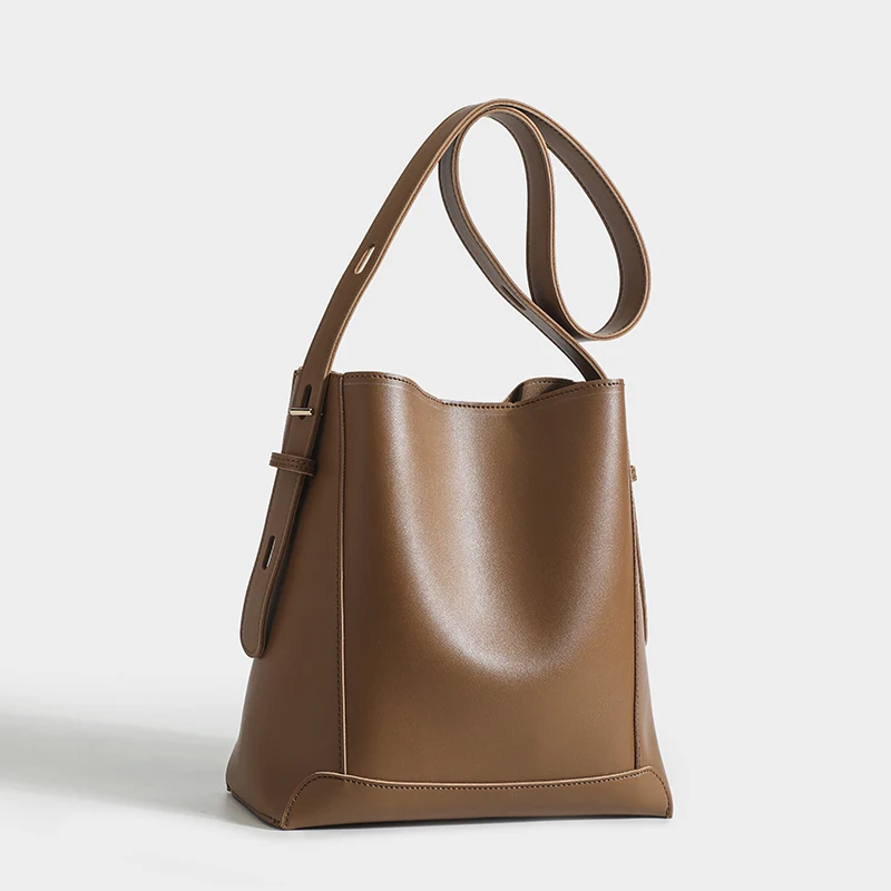 Wholesale Ladies long Strap Shoulder Bag Fashion pu leather Bucket bag handbags for women designer