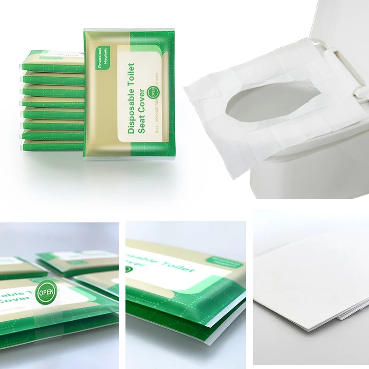
10pcs China manufacturer make flushable hygienic biodegradable paper toilet seat covers 