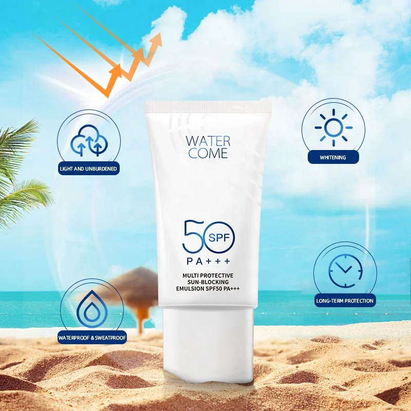 Private Label SPF30 SPF50 Oil Free Sunblock Cream Natural Sunscreen Protect Skin