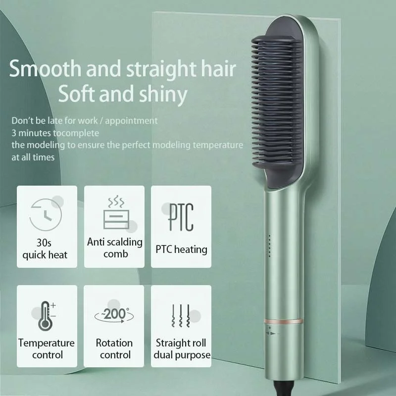 Home Use Styling Hair Straightener Comb Brush Hair Growth Fast PTC Heating Hot Ceramic Hair Straightener