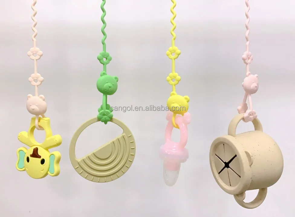 BPA FREE Stretchable Safety Baby Toy Strap Silicone Pacifier Clips Toddler Bottle Toy Harness Straps Anti-lost Chain For Kids