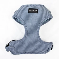Soft velvet corduroy dog harness custom color pet harness vest and dog collar leash dog accessories