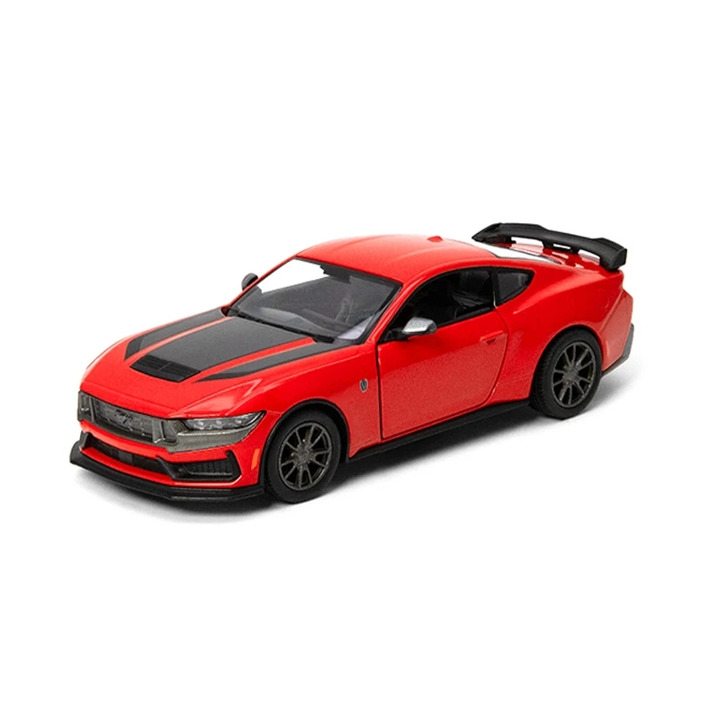 Модель игрушечного автомобиля KiNSMART, 1:38 2024 Ford Mustang, Темная лошадка, литая из сплава, миниатюрная металлическая коллекция, подарок для детей, мальчиков и детей
