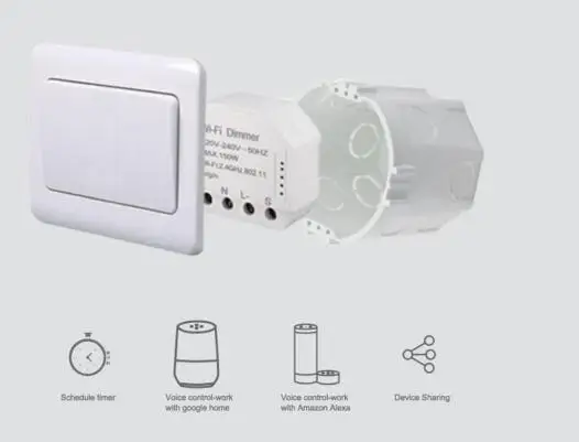 New Domotic 2x5A Smart Double Relay Switch Wireless ON-OFF Power Supply Wi-Fi Dual Switch