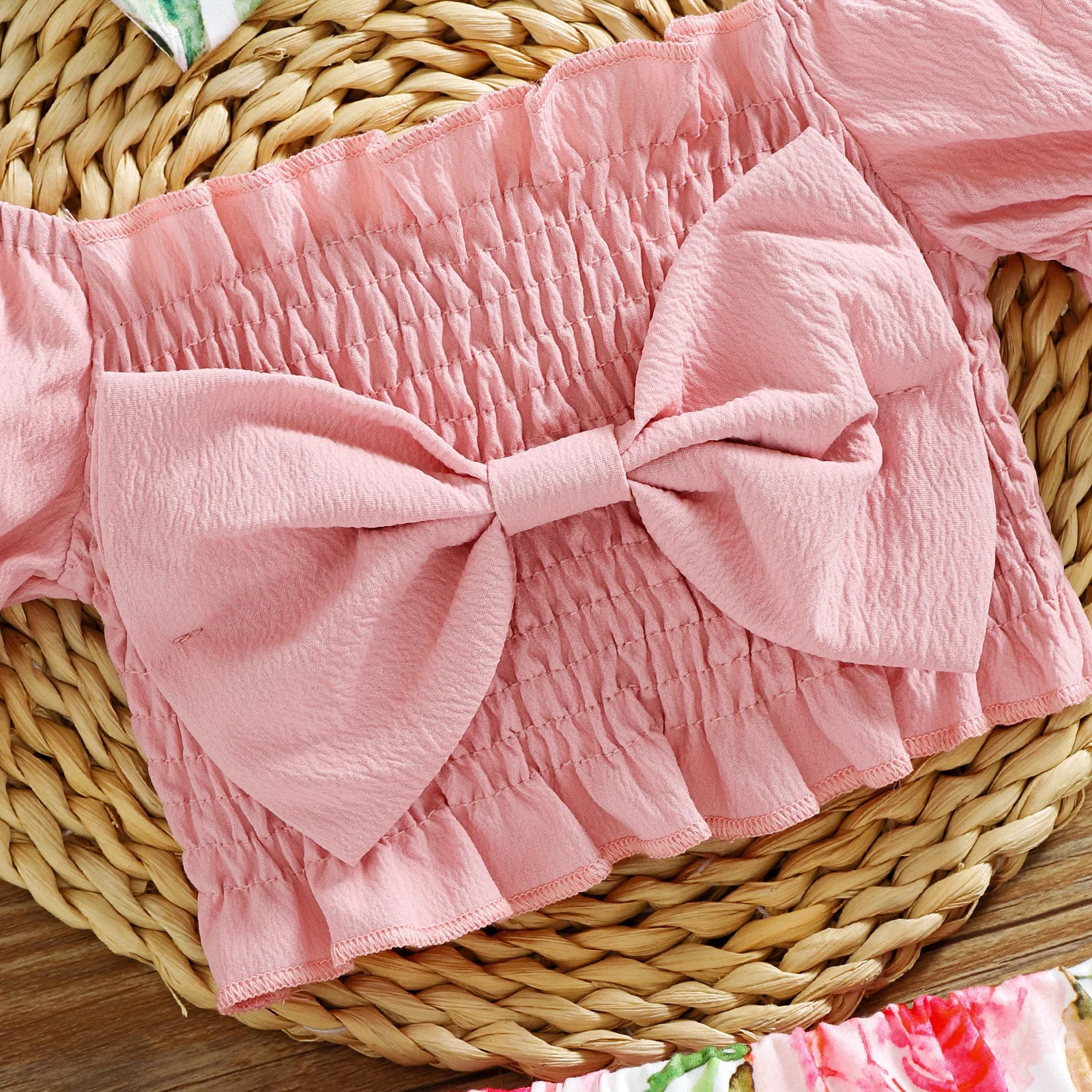 Summer Kids Girl Clothing Set For 3-4 Years Bubble Sleeve Shirts Shorts Sets Letter Printed Knit Puff Sleeve Shirts+Shorts