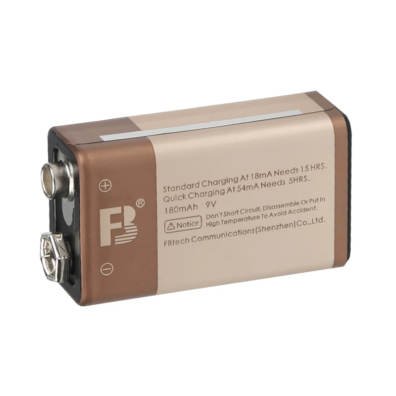 9v rechargable battery Dongguan FB 9V 180mAh energy-saving and pollution-free NiMH rechargeable batteries ni-mh battery packs