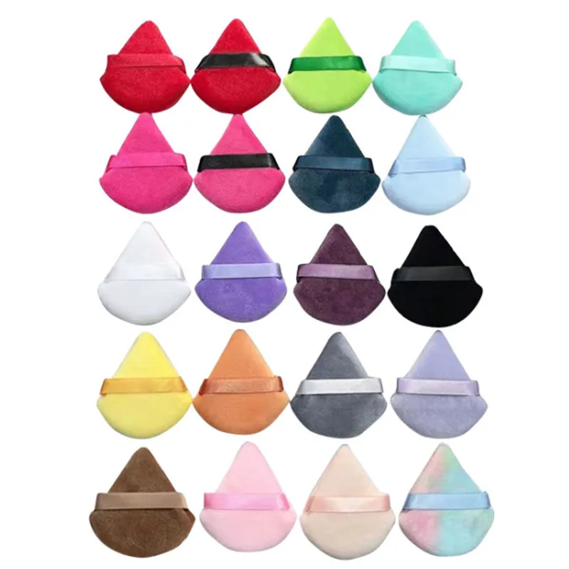 Soft Cotton Triangle Makeup Powder Puff Pink Velvet Cosmetic Powder Puff For Face