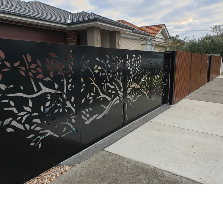 Black Laser Cut Decorative Aluminum Privacy Panels Designs For Fence Screen And Pergola